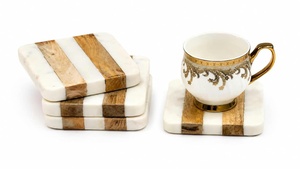 HASAN CRAFT Sous-verre en bois à motif oriental incrusté, design de luxe, antidérapant, jetable, épaisseur personnalisable pour la protection de la table - Product Image 4