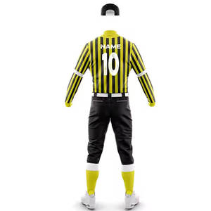 Men's Yellow Black Striped Soccer Jersey Full Sleeve Button Front Fitted Moisture Wicking Uniform with Pants and <b>Cap</b> - Product Image 5