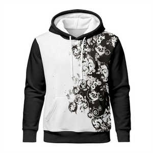 Sweat-shirt à capuche pour homme, noir et blanc, uni, coupe classique, style décontracté, style hiver, en polaire tricotée, polyester - Product Image 1