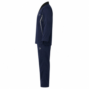 Men's Navy Karate Uniform Quick Dry Breathable Lightweight 100% Cotton Training Suit Logo Print Regular Fit Martial Arts Wear - Product Image 4
