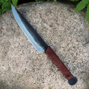 Cuchillo Vikingo Artesanal Premium de Grado Industrial de 12 Pulgadas para Camping, Acero al Carbono, Mango de Acero al Carbono, Punta Recta - Product Image 1