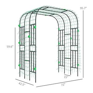 Arco da Giardino in Metallo Alto 2,4 m, Traliccio per Cetrioli e Piante Rampicanti, Rete di Supporto per Piante, Recinzioni e Cancelli - Product Image 1