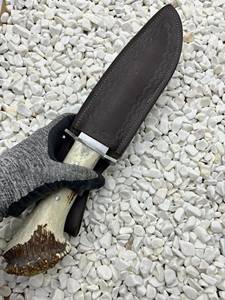 Cuchillo utilitario de hoja de acero con punta de caña, mango de asta de ciervo, 0.5mm de grosor, 6.7in de longitud total, 3 años de garantía - Product Image 2