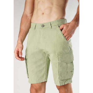 Pantalones Cortos Cargo Color Caqui para Hombre, Cintura Media, Cierre de Botones, Color Sólido, Tela Oxford, Estilo Casual, Transpirables, con Bolsillos, Largo Bermuda - Product Image 4