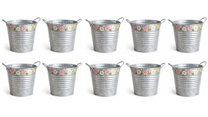 1 seau décoratif en métal galvanisé, pot de fleurs rustique vintage, motif floral, style ferme, pour la maison, intérieur et extérieur - Product Image 5