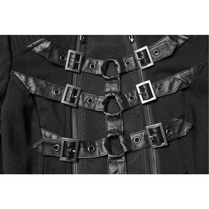 Gabardina Negra de Piel Sintética para Mujer - Estilo Gótico Rock de Longitud Completa con Doble Botonadura - Product Image 5