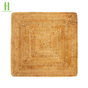 Eco-friendly Rattan Charger <b>Plate</b> Wall Decoration Round Flower Rattan Placemat Home Rattan Table <b>Mats</b> OEM Made In Vietnam - Product Image 1