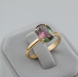 Bague Statement en Améthyste Verte, Argent Sterling 925 Plaqué Or 18K, Bague Cocktail, Bijou Vintage, Cadeau pour Elle, Bijoux Tendance - Product Image 1