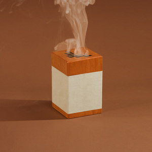 Modern Style Wooden Bakhoor Burner <b>With</b> <b>Lid</b> Dual Tone Finish Arabic Incense Holder For Luxury Home <b>Decor</b> Cube Oud Burner - Product Image 1