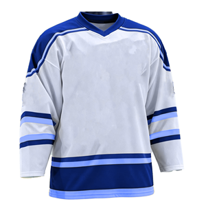 Maillot de hockey sur glace pour homme, col en V, rayures rouges et blanches, polyester, évacuation de l'humidité, coupe classique, toutes saisons, manches trois quarts - Product Image 2
