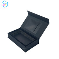 Boîte à portefeuille en tissu noir personnalisable |   Boîte de présentation d'accessoires de mode avec impression de logo