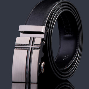 Cinturones de Cuero Formales para Hombre, Anchos y Transpirables, Cinturón Clásico para Vestir, Trabajo y Negocios, Hebilla de Aleación 3D, Diseño Sólido - Product Image 1