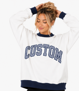 Sweat-shirt décontracté personnalisé pour femme, brodé, col montant, manches longues, respirant, en coton et polyester, coupe ample, style streetwear - Product Image 1