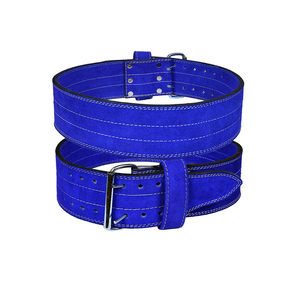 Ceinture de musculation en cuir de vache bleu respirante et antidérapante avec fermeture auto-agrippante réglable – Protection professionnelle unisexe pour la force - Product Image 6