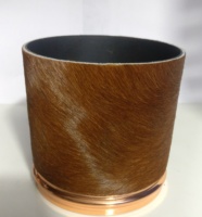 Pot à bougie en cuir de crocodile blanc avec couvercle en or rose, porte-bougie cylindrique en cuir avec couvercles