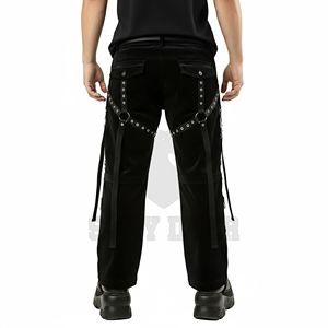 Pantalon cargo gothique à jambes larges, taille haute, mode alternative, pantalon décontracté - Product Image 3