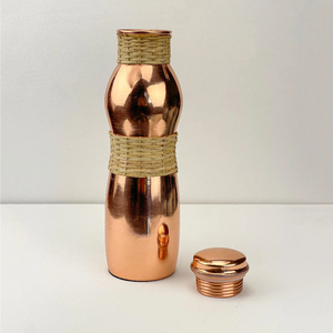Modern Copper Bottle High Rattan Design Top And Neck Designer Direct Drinking Eco-Friendly Daily Use Party Ready with Lid - Product Image 4