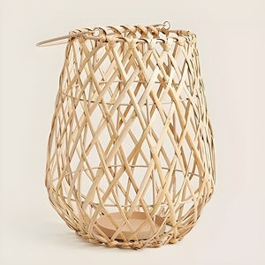 Rattan light lantern home garden <b>dinner</b> table accent natural <b>candle</b> lanterns crafted by hand - Product Image 1