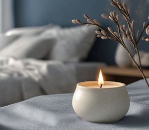 <b>Stacked</b> <b>Ring</b> Shape Ceramic Candle Vessel Thick Wall Heat Resistant Gloss Finish Modern Luxury Reusable Home Decor Holder - Product Image 6