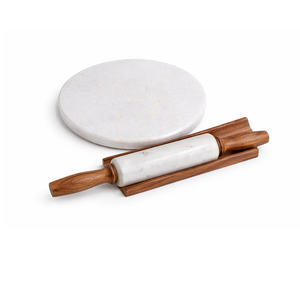 Planche à pâtisserie en marbre de qualité supérieure, rouleau à pâtisserie et planche à pâtisserie en marbre antiadhésifs pour un lissage et un gaufrage parfaits des gâteaux - Product Image 1