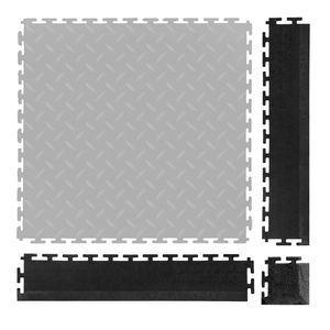 Kit di Transizione per Pavimenti da Garage Maschili, 12 Bordi e 4 Angoli, in PVC Robusto, Modulare a Incastro, per Pavimentazione Ingegnerizzata - Product Image 1