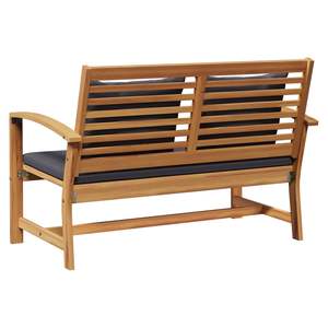 Banc de patio en bois de teck massif, 2 pièces, avec coussin marron et gris foncé - Product Image 6
