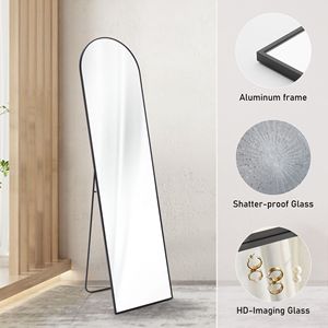 Specchio a Parete in Alluminio da 147x48 cm con Supporto, Specchio da Terra per Camera da Letto o Bagno, Uso Domestico - Product Image 3