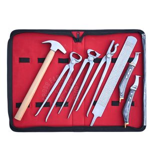 Kit de Herrador Duradero con Cuchillo de Hoja Curva, Cuchillo de Bucle, Lima de Herrador, Martillo de Herrador, Cortaúñas de Herrador, Clavillador y Herramienta para Quitar Zapatas - Product Image 1