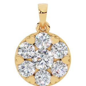 Pendentif cœur à griffes avec diamant de laboratoire taille brillant ronde, en or massif 18 carats, incolore VVS, collier solitaire romantique - Product Image 1
