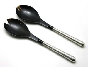 Juego de 2 servidores de ensalada de cuerno, hechos a mano con cuerno natural de búfalo, en oferta, a precio de mayorista. - Product Image 6