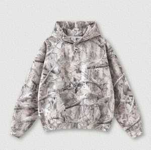Sweat à capuche unisexe personnalisé en molleton 100% coton épais, motif camouflage Real Tree hiver, coupe oversize, style streetwear, imprimé numérique intégral - Product Image 3