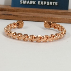 Premium <b>Metal</b> Craft Copper Cuff Bangle Engraved Plain Design Adjustable Open <b>Bracelet</b> Lightweight Traditional Style - Product Image 2