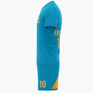 Camiseta de Fútbol Azul de Manga Corta para Hombre, Cuello Redondo, Poliéster que Absorbe la Humedad, Ropa Deportiva para Todas las Temporadas, Diseño con Números de Equipo - Product Image 1