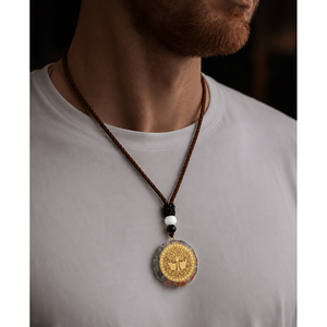Collar de Cristal de Cuarzo Rosa Natural y Amatista para Hombre - Cadena Ajustable de 30 Pulgadas con Hilo de Oro de 18K - Product Image 1
