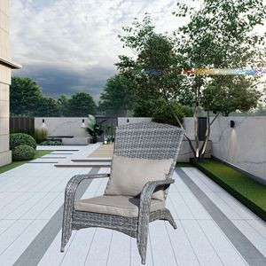 Sedia da giardino con cuscini grigi - Product Image 1