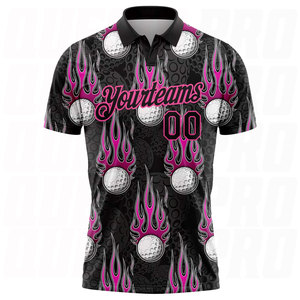 Polo de golf OEM avec logo personnalisé, impression numérique sur le devant, col mandarin vintage, séchage rapide, antibactérien, Firefly Golf Ball - Product Image 2