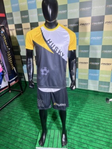 Camiseta de Fútbol Sublimada Personalizada, Jugador 00, Amarillo, Azul Marino, Blanco, Transpirable, de Secado Rápido, Poliéster, con Cordón, Manga Corta, Corte Regular - Product Image 5