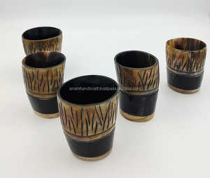 แก้วลายหมีแบบวินเทจทำมือรูปเขาสัตว์แกะสลักแบบสั้นทำด้วยมือทำจากธรรมชาติสไตล์สัตว์โบราณออกแบบได้ตามที่ต้องการ - Product Image 4