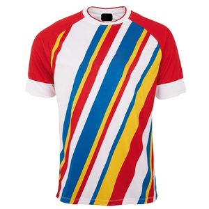 เสื้อยืดกีฬาไล่เฉดสีแดงและกรมท่าสำหรับผู้ชาย พิมพ์ลายแบบระเหิดตามสั่ง ระบายอากาศได้ดี แขนสั้น คุณภาพสูงสำหรับสวมใส่ในชีวิตประจำวัน - Product Image 3