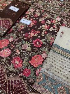 2023 Edición de boda de lujo marrón indio pakistaní red Maxi traje Venta caliente seda viscosa algodón Salwar Kameez vestido - Product Image 5