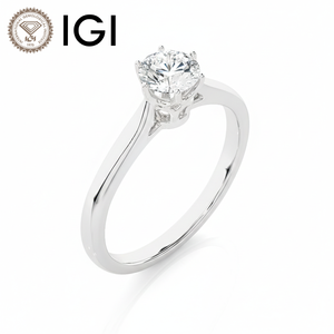 Bague solitaire moderne en or blanc 14 carats avec diamant de laboratoire certifié IGI VS1 couleur E 1-5 carats taille brillant et sertissage à griffes pour femme - Product Image 5
