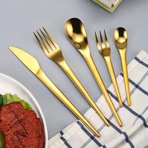 Classic Brass Cutlery Set <b>Gold</b> Tone Dining Flatware Utensil Collection Luxury <b>Table</b> Setting For Restaurant - Product Image 4
