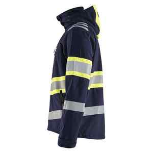 <b>Men's</b> High Visibility Reflective Safety <b>Jacket</b> <b>Long</b> Sleeve Navy Yellow Stripes Casual Workwear Quick Dry Woven Polyester - Product Image 4