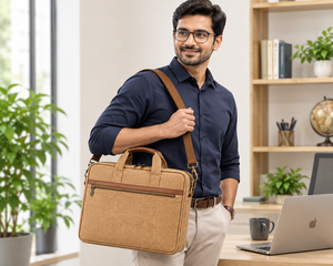 AMANI Jute Laptop Briefcase Business Classic Shoulder <b>Bag</b> Handle Closure Eco-Friendly <b>College</b> Fashionable Protective Laptops - Product Image 4
