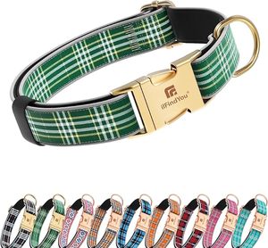 Plaid <b>Dog</b> <b>Collar</b> Adjustable Buckle Closure Classic Style All Seasons Polyester Material <b>Small</b> Breed Pet <b>Collars</b> - Product Image 5