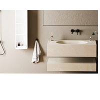 Lavabo rectangulaire en marbre à poser sur comptoir, meuble de salle de bain en bois, design moderne, finition plaquée or, égouttoir facile à nettoyer