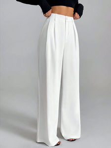 Pantalones casuales holgados de cintura alta y pierna ancha para mujer - Product Image 4