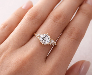 Lab Grown Diamond Engagement Wedding <b>Ring</b> Rose Gold Snowdrift Cluster Art Deco Custom Luxury <b>Ring</b> Anniversary Gift Women - Product Image 1
