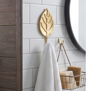 Premium Golden Leaf Shape <b>Wall</b> <b>Hook</b> Metal Rust Resistant Modern Design For Clothing Storage Elegant Home Decor - Product Image 3