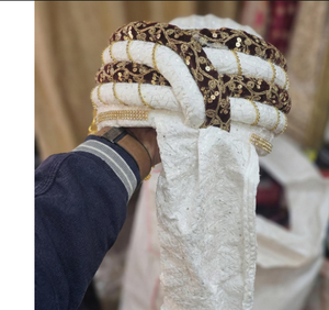 Turbante de Terciopelo de Lujo para Novio, Safa con Kundan Kalgi, Pagri Premium para Boda, Tocado Tradicional Indio para Hombre - Product Image 4